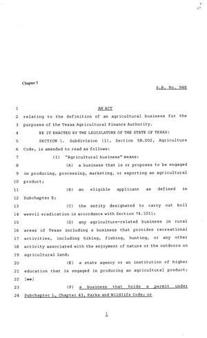 Primary view of object titled '81st Texas Legislature, Senate Bill 948, Chapter 5'.