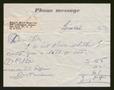 Primary view of [Phone Message from Expert Shirt Hospital to I. H. Kempner, January 26, 1963]