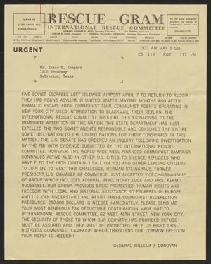 Primary view of object titled '[Letter from International Rescue Committee - May 3, 1956]'.