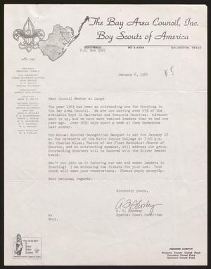 Primary view of object titled '[Letter from The Bay Area Council, Inc. Boy Scouts of America, January 6, 1964]'.