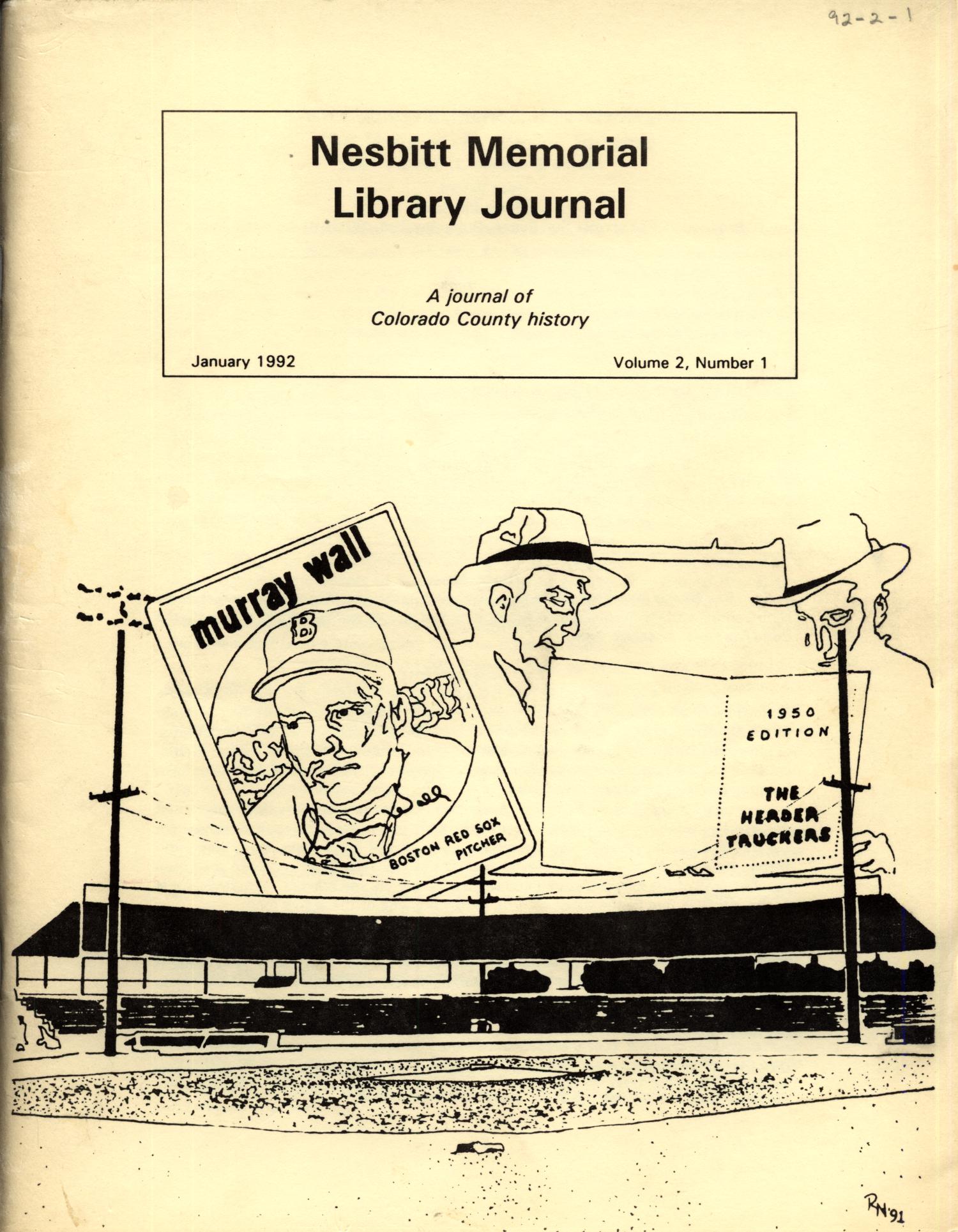 Nesbitt Memorial Library Journal, Volume 2, Number 1, January 1992
                                                
                                                    Front Cover
                                                