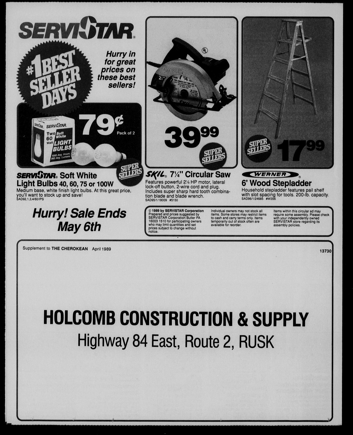 Cherokeean/Herald (Rusk, Tex.), Vol. 141, No. 12, Ed. 1 Thursday, April 27, 1989
                                                
                                                    [Sequence #]: 40 of 40
                                                