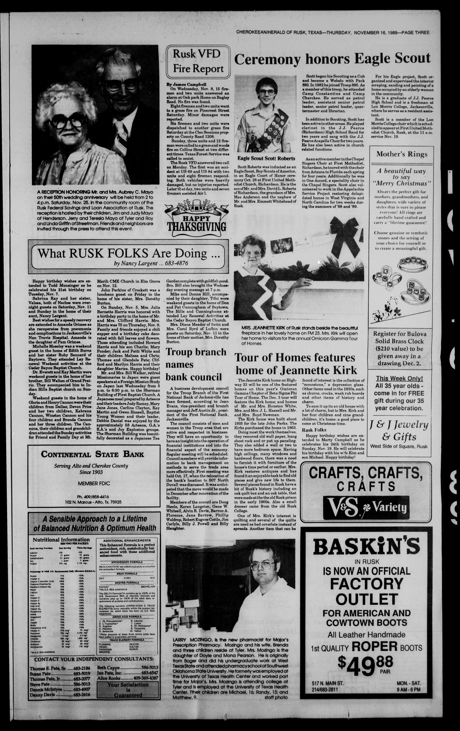 Cherokeean/Herald (Rusk, Tex.), Vol. 141, No. 41, Ed. 1 Thursday, November 16, 1989
                                                
                                                    [Sequence #]: 3 of 18
                                                