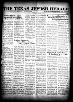 Primary view of object titled 'The Texas Jewish Herald (Houston, Tex.), Vol. 15, No. 24, Ed. 1 Thursday, February 15, 1923'.