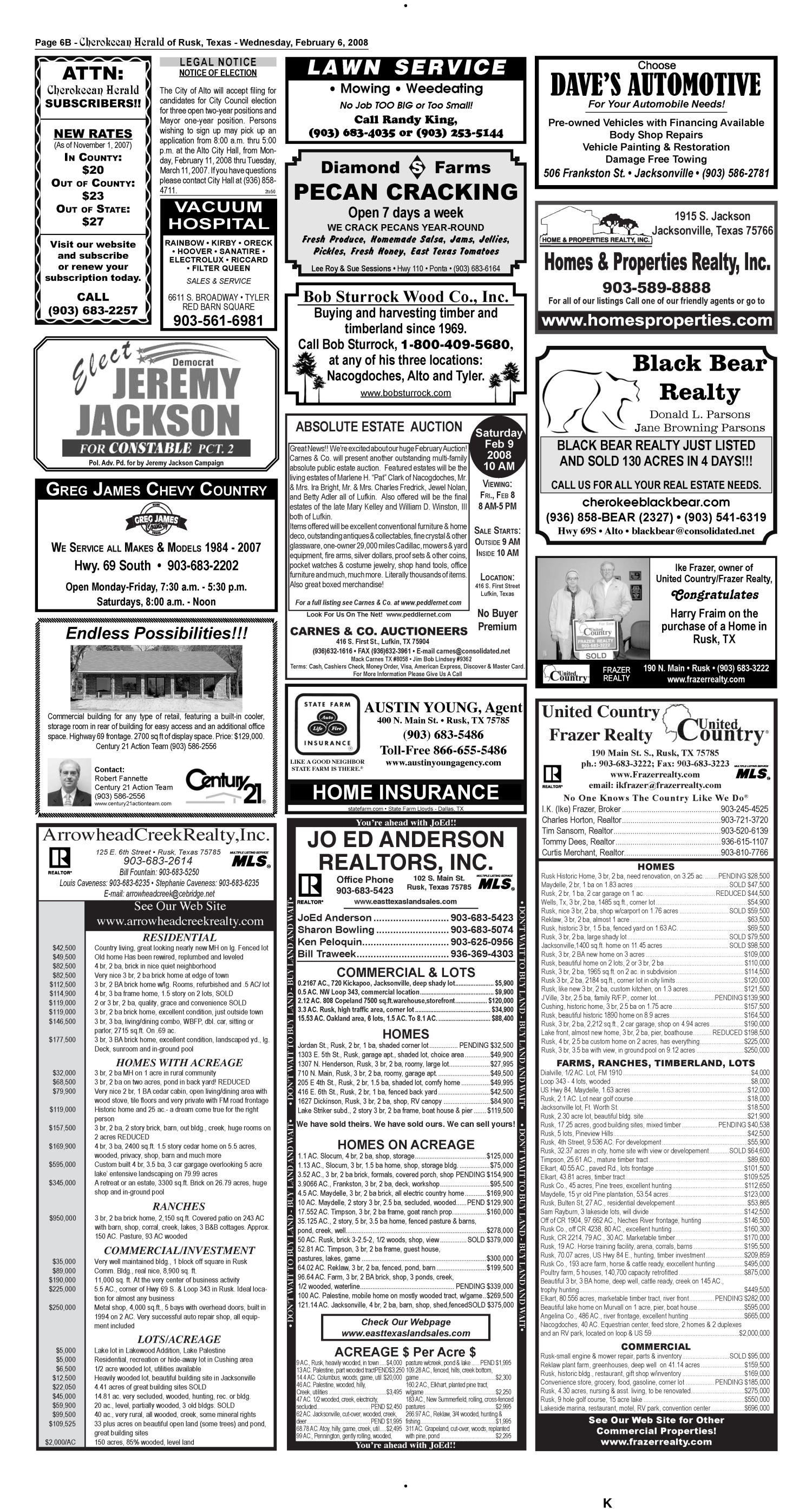 Cherokeean Herald (Rusk, Tex.), Vol. 158, No. 50, Ed. 1 Wednesday, February 6, 2008
                                                
                                                    [Sequence #]: 14 of 16
                                                