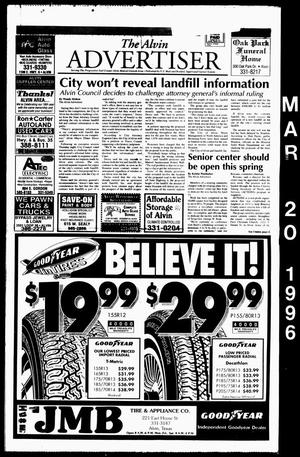 Primary view of object titled 'The Alvin Advertiser (Alvin, Tex.), Ed. 1 Wednesday, March 20, 1996'.
