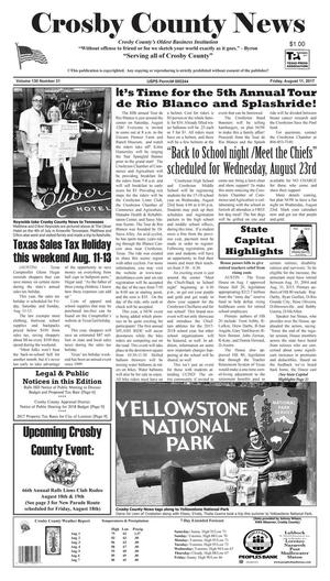 Primary view of object titled 'Crosby County News (Ralls, Tex.), Vol. 130, No. 31, Ed. 1 Friday, August 11, 2017'.