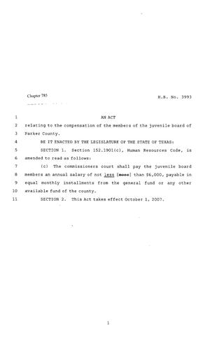 Primary view of object titled '80th Texas Legislature, Regular Session, House Bill 3993, Chapter 785'.