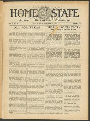 Primary view of object titled 'Home and State (Dallas, Tex.), Vol. 16, No. 9, Ed. 1 Saturday, September 26, 1914'.