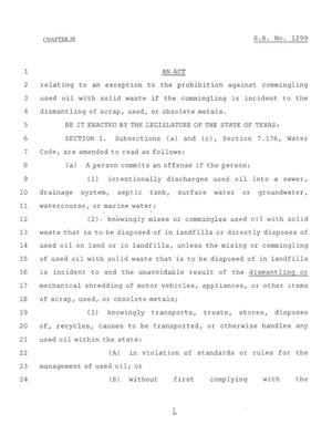 Primary view of object titled '79th Texas Legislature, Regular Session, Senate Bill 1299, Chapter 38'.