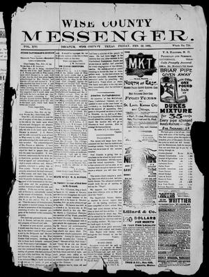 Primary view of object titled 'Wise County Messenger. (Decatur, Tex.), Vol. 16, No. 724, Ed. 1 Friday, February 22, 1895'.