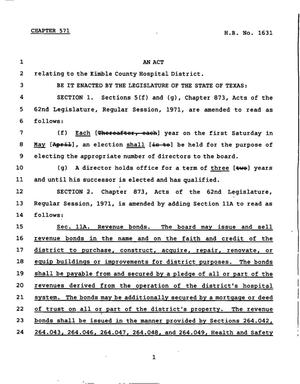 Primary view of object titled '78th Texas Legislature, Regular Session, House Bill 1631, Chapter 571'.