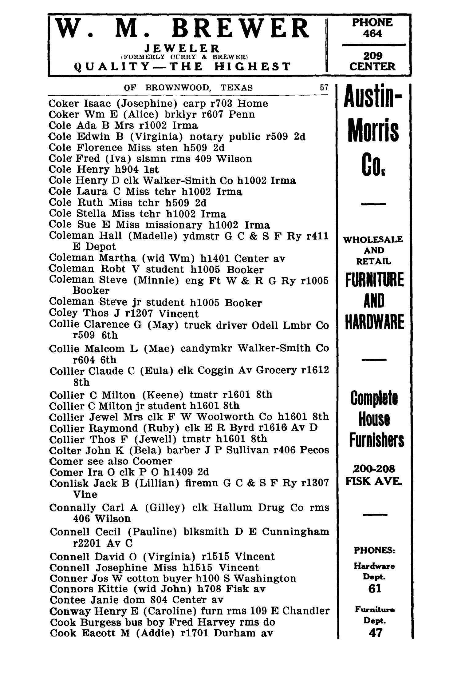 Brownwood City Directory, 1925
                                                
                                                    57
                                                