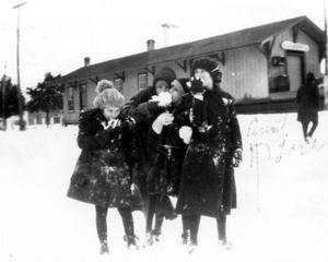 Primary view of object titled '[Group of School Teachers in front of the Leander Train Depot]'.