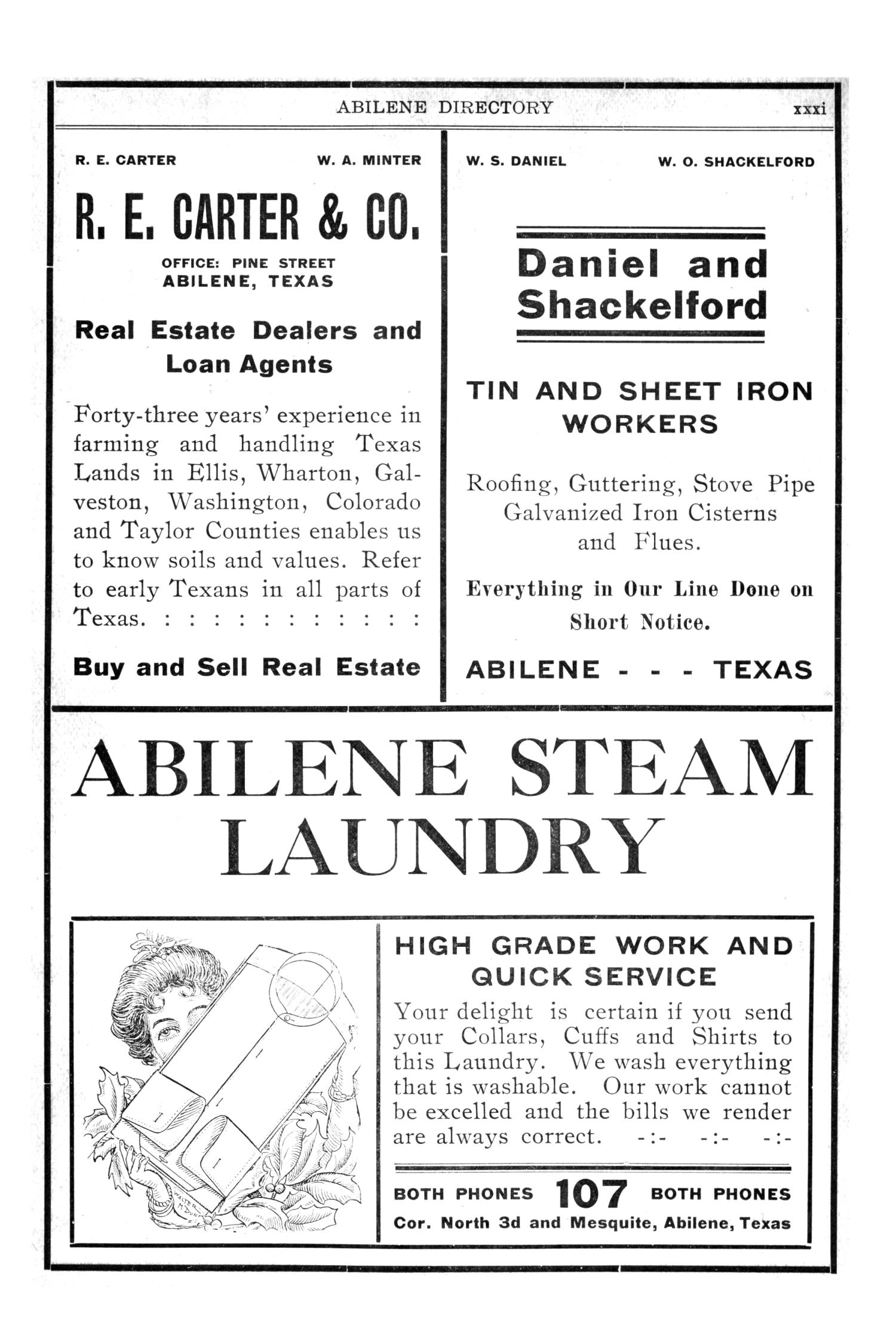 Directory of Abilene, Texas, 1907-08
                                                
                                                    XXXI
                                                