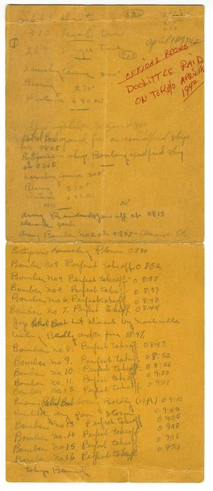 Primary view of object titled '[Doolittle Raid Operation Log, April 18, 1942]'.