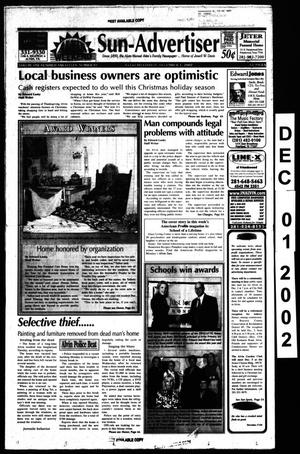 Primary view of object titled 'Alvin Sun-Advertiser (Alvin, Tex.), Vol. 111, No. 92, Ed. 1 Sunday, December 1, 2002'.