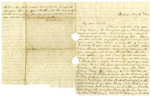 Primary view of object titled '[Letter from Maud C. Fentress to her son David - May 14, 1859]'.