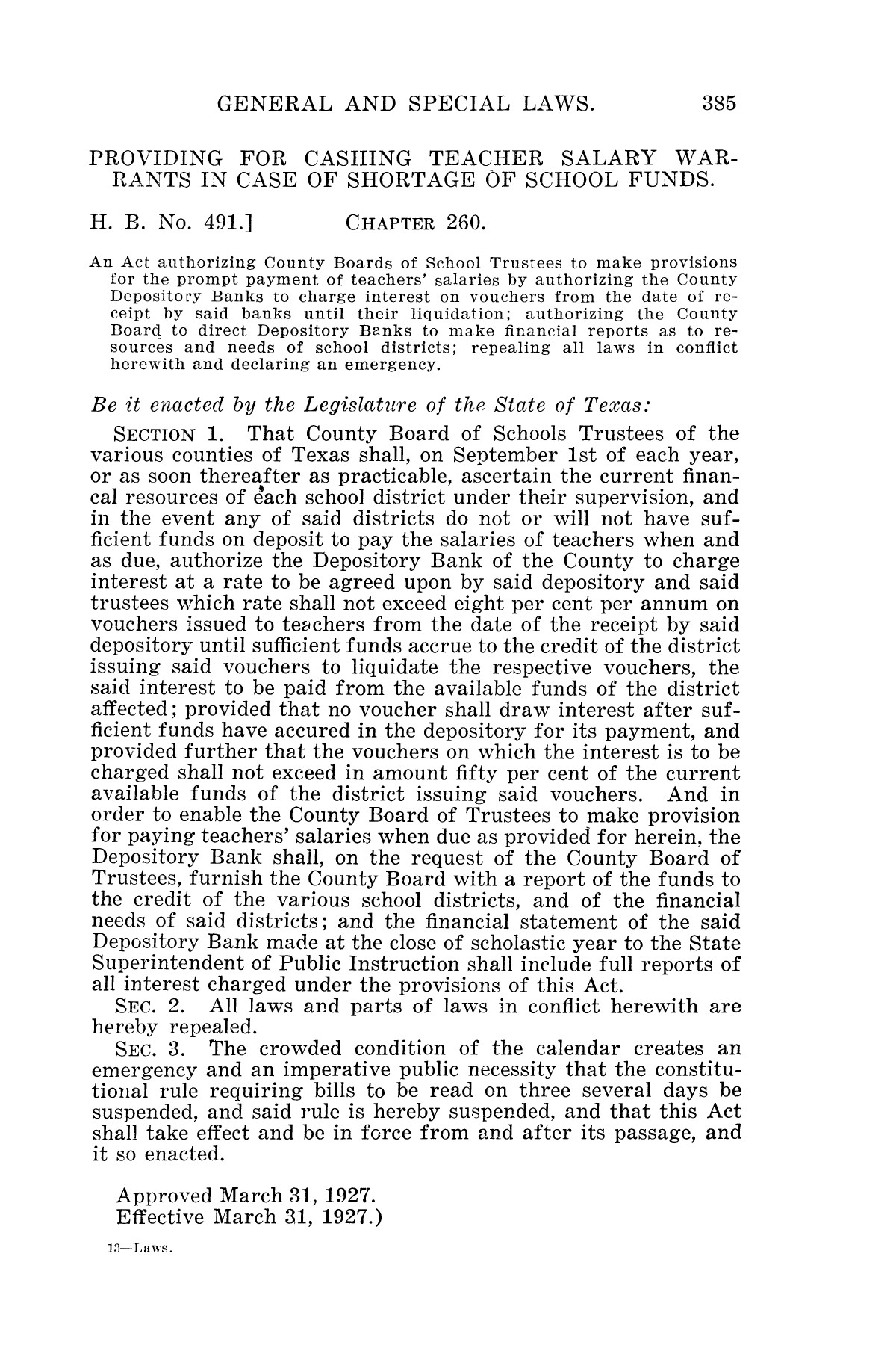 The Laws of Texas, 1927 [Volume 25]
                                                
                                                    [Sequence #]: 401 of 1111
                                                