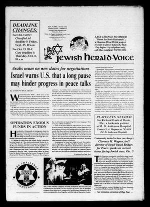 Primary view of object titled 'Jewish Herald-Voice (Houston, Tex.), Vol. 84, No. 23, Ed. 1 Thursday, September 24, 1992'.