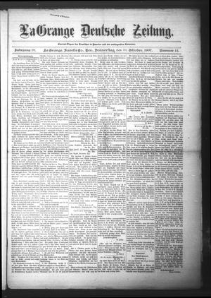 Primary view of object titled 'La Grange Deutsche Zeitung. (La Grange, Tex.), Vol. 18, No. 12, Ed. 1 Thursday, October 31, 1907'.