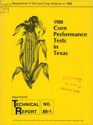 Primary view of object titled 'Corn Performance Tests in Texas: 1988'.