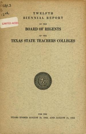 Primary view of object titled 'Board of Regents of the Texas State Teachers Colleges Biennial Report: 1932-1934'.