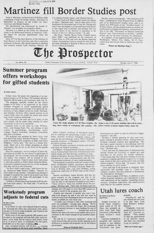 Primary view of object titled 'The Prospector (El Paso, Tex.), Vol. 48, No. 62, Ed. 1 Thursday, June 17, 1982'.