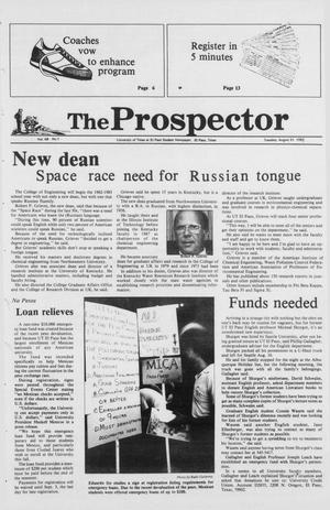 Primary view of object titled 'The Prospector (El Paso, Tex.), Vol. 68, No. 1, Ed. 1 Tuesday, August 31, 1982'.
