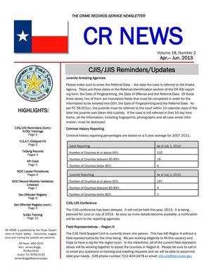Primary view of object titled 'CR News, Volume 18, Number 2, April-June 2013'.