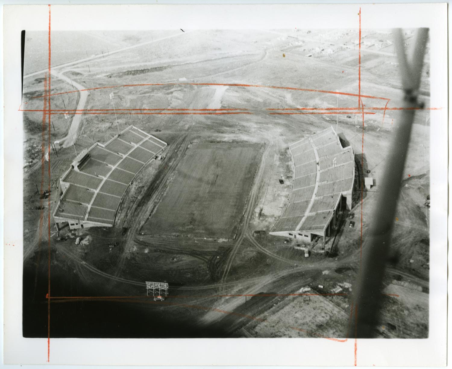 [Aerial Photograph of North Texas State College, Fouts Field Stadium, 1951]
                                                
                                                    [Sequence #]: 1 of 2
                                                