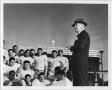 Primary view of [North Texas President W. J. McConnell addresses football team during Homecoming, 1941]