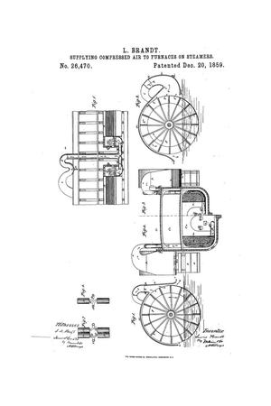 Primary view of object titled 'Arrangement for Supplying Air to the Furnaces of Stem-Boilers from the Wheel-Houses of Steamers.'.