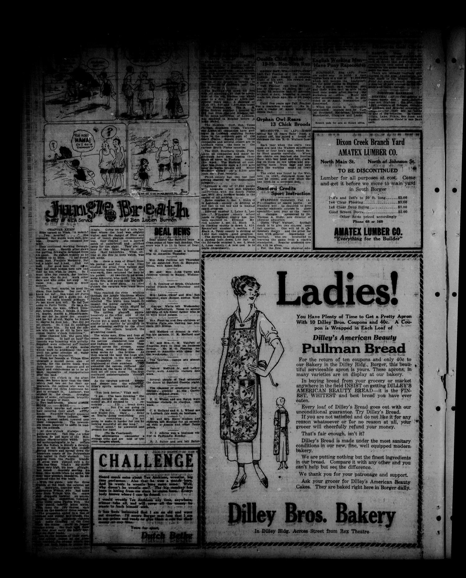 Borger Daily Herald (Borger, Tex.), Vol. 1, No. 195, Ed. 1 Sunday, July 10, 1927
                                                
                                                    [Sequence #]: 2 of 8
                                                