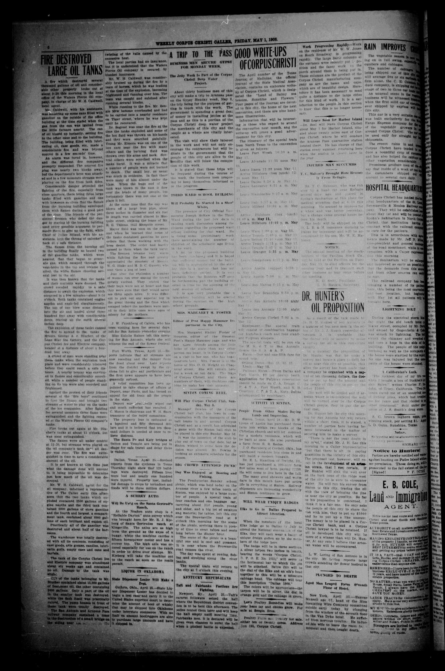Weekly Corpus Christi Caller (Corpus Christi, Tex.), Vol. 25, No. 19, Ed. 1 Friday, May 1, 1908
                                                
                                                    [Sequence #]: 6 of 8
                                                