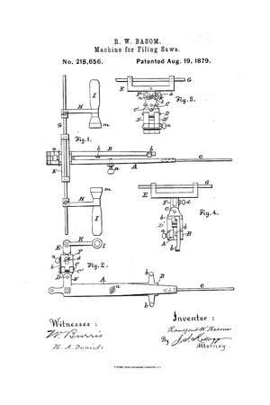 Primary view of object titled 'Improvement In Machines For Filing Saws.'.