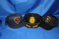 Primary view of [Image of three baseball caps made for the Arlington Police Department]