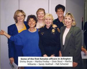 Primary view of object titled '[APD's first female officers (20 years later) in 1997]'.