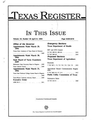 Primary view of object titled 'Texas Register, Volume 19, Number 26, Pages 2439-2575, April 8, 1994'.