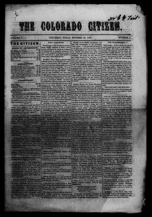Primary view of object titled 'The Colorado Citizen (Columbus, Tex.), Vol. 5, No. 2, Ed. 1 Saturday, October 26, 1861'.