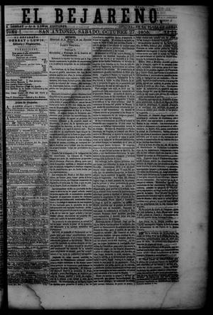 Primary view of object titled 'El Bejareño. (San Antonio, Tex.), Vol. 1, No. 21, Ed. 1 Saturday, October 27, 1855'.