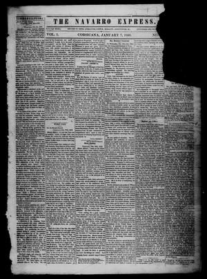 Primary view of object titled 'The Navarro Express (Corsicana, Tex.), Vol. 1, No. [7], Ed. 1 Saturday, January 7, 1860'.