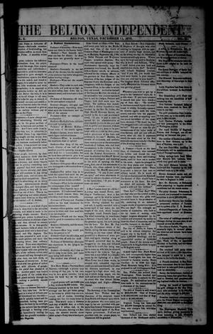 Primary view of object titled 'The Belton Independent. (Belton, Tex.), Vol. 3, No. 31, Ed. 1 Saturday, December 11, 1858'.