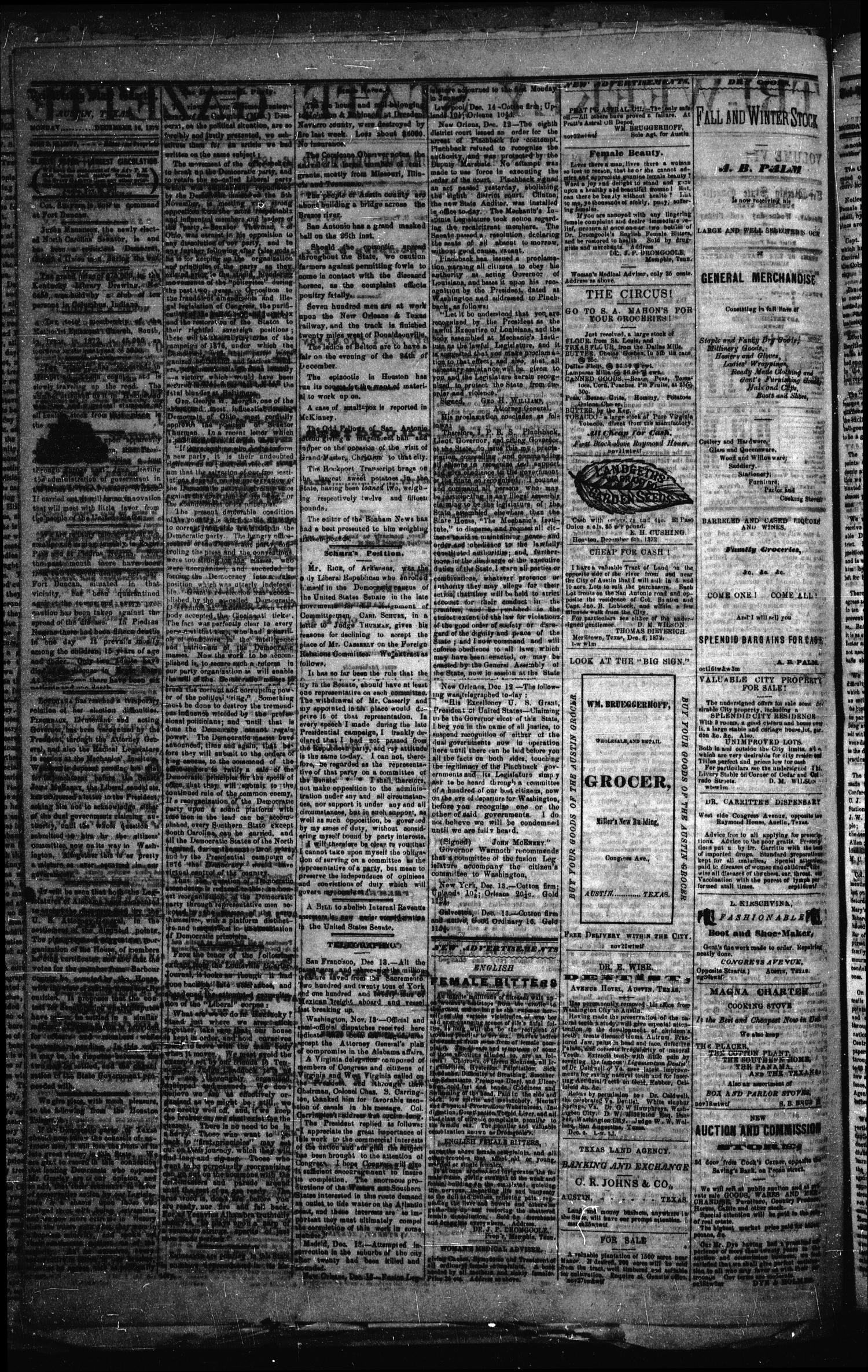Tri-Weekly State Gazette. (Austin, Tex.), Vol. 6, No. 2, Ed. 1 Monday, December 16, 1872
                                                
                                                    [Sequence #]: 2 of 4
                                                