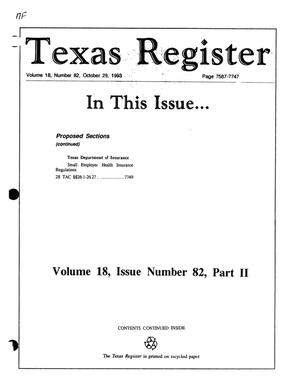 Primary view of object titled 'Texas Register, Volume 18, Number 82, Part II, Pages 7587-7747, October 29, 1993'.