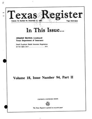 Primary view of object titled 'Texas Register, Volume 18, Number 94, Part II, Pages 9529-9645, December 17, 1993'.