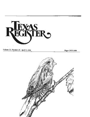 Primary view of object titled 'Texas Register, Volume 21, Number 25, Pages 2855-3088, April 5, 1996'.