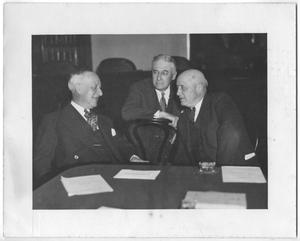 Primary view of object titled 'Photo of Alfred E. Smith, Bernard Baruch and Sam Rayburn'.