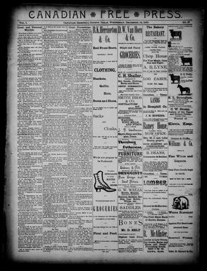 Primary view of object titled 'Canadian Free Press. (Canadian, Tex.), Vol. 1, No. 17, Ed. 1 Wednesday, December 14, 1887'.