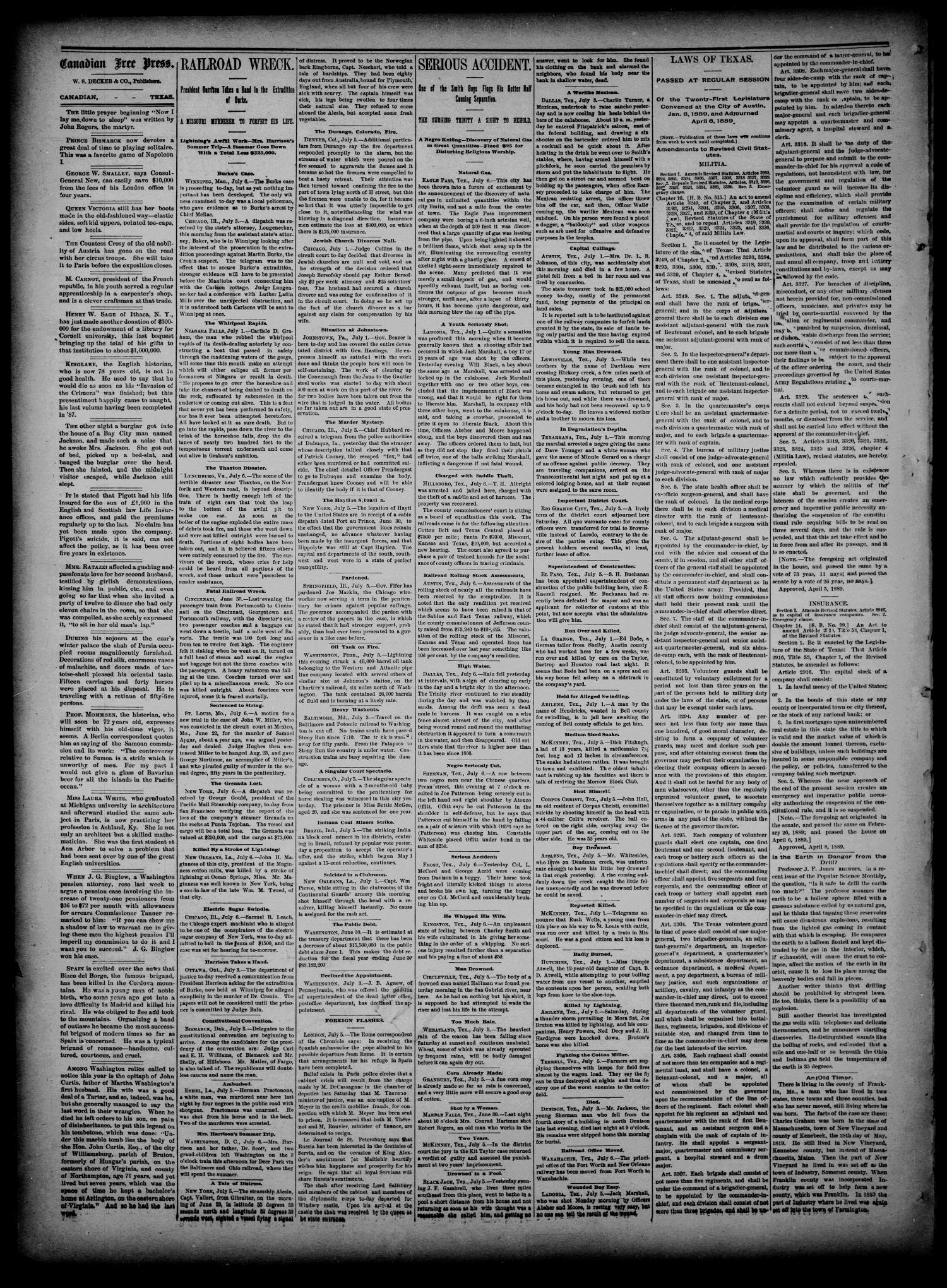 Canadian Free Press. (Canadian, Tex.), Vol. 2, No. 51, Ed. 1 Friday, July 19, 1889
                                                
                                                    [Sequence #]: 2 of 4
                                                